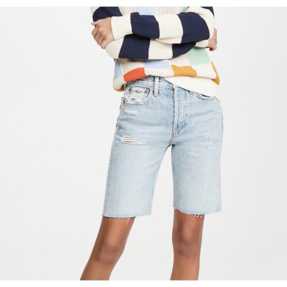 Re/Done Pants - RE/DONE 80s Long Boy Short Distressed Denim Light Wash Boy Size 24